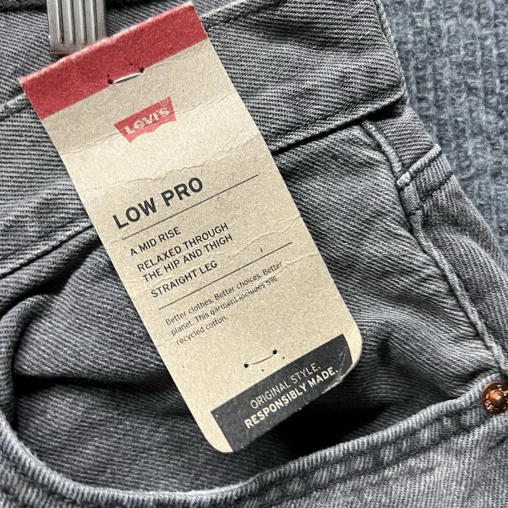 Levis Low Pro Mens Jeans 32x30 Faded Black Straight Leg‎ Mid Rise Relaxed NWT